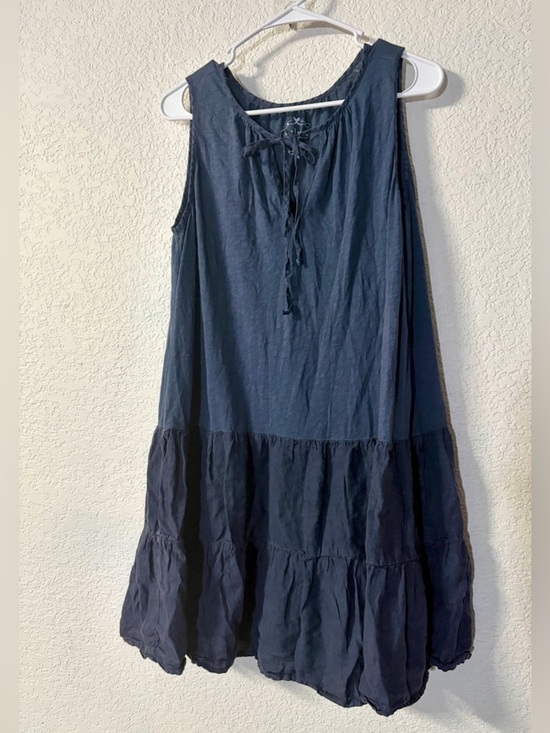 Velvet by Graham & Spencer Dresses & Skirts - Velvet by Graham & Spencer Navy Tie-Front Tiered Mini Sleeveless Cotton Dress